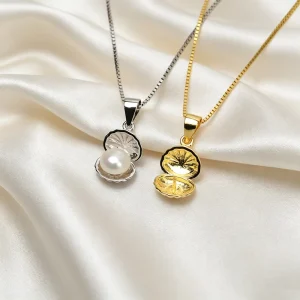 S925 Silver Suitable 4-5mm Pearl Pendant Personalized Small Shell Female Electroplating Empty Tray DIY Jewelry Making Accessory