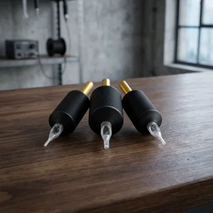 SGE1 Durable 1” Disposable Tattoo Grip with Steel Back Stem Made of High Quality Plastic Silicone Permanent for Body Art