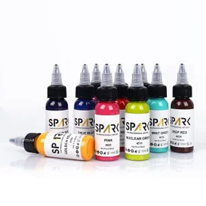 SPARK Organic Tattoo Ink Set Liquid Permanent Ink for Tattoo Artists & Body Art Long Lasting Fast Color Vibrant Colors