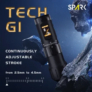SPARK Professional Portable TECH G1 Long Battery Life Wireless Tattoo Machine for Detailed Designs for Body Art