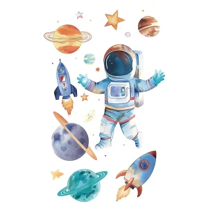 Safe Cartoon Luminous Astronaut Spaceship Tattoo Stickers Waterproof Glow in the Night Temporary Tattoo Stickers for Kids