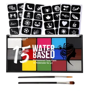 Safe Children’s Water Base Artist Body Paint 15 Colors Face Painting Supplies for Makeup Party Halloween Festival