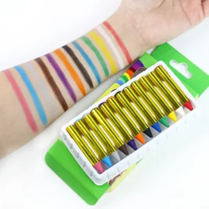 Safe Festive Party Supplies Washable Kids Twist Silky Gel Skin Stick Body Art Crayon in 12 Colors Face Paint Crayon