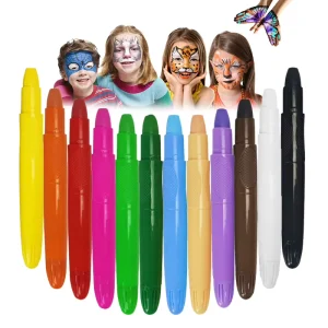 Safe Festive & Party Supplies Washable Kids Twist Up Silky Gel Skin Stick Body Art 12 Pcs Face Paint And Crayon