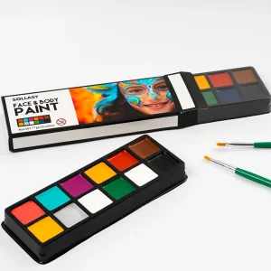 Safe Odorless 12 Color Face Paint Palette with Vibrant Colors Easy to Apply Children’s Face Painting Set