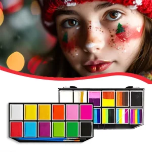 Safe Skin Friendly Bulk 12 Color Natural Plant Based Water Activated Face Paint Kit With Brushes