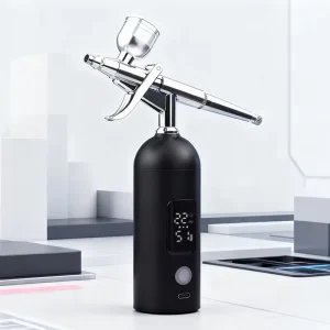 Salon & Home Use ABS 3-Speed Cordless Rechargeable 35PSI Cake Model Nail Art Airbrush Compressor Gravity Feed Kit LED Display