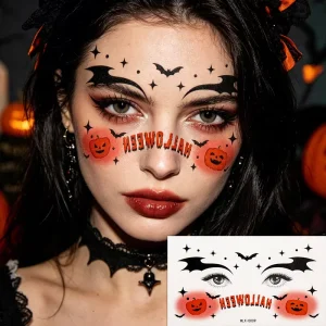 Scary Gothic Halloween Makeup Stickers for Kids Adults Horror 3D Spider Web Eye Shadow Temporary Face Tattoo Body Art Accessory