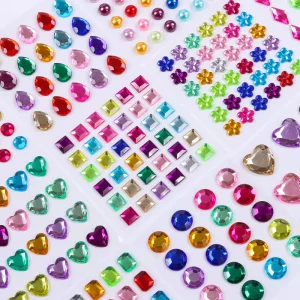 Self Adhesive Acrylic Sticker Sheet 3D Colorful Star Face Gems Sticker Crystal Rhinestone Stickers for DIY Craft Scrapbooking