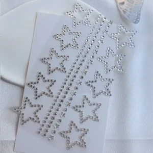 Self-Adhesive DIY Pentagram Face Sticker Rhinestone Glitter for Wedding/Birthday Parties Y2K Retro Style Art Makeup