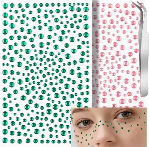 Self Adhesive Durable Removable Face Gems Rhinestone Gold Stamping Makeup Festival Jewels Stick for Face Hair Body Decoration