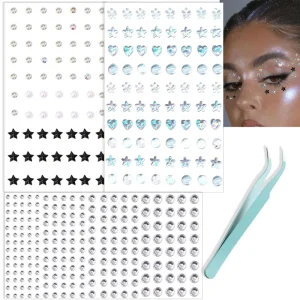Self Adhesive Durable Removable Face Jewels Hair Body Rhinestones Crystals Pearls Stick Eye Face Gems DIY Decorative Diamonds
