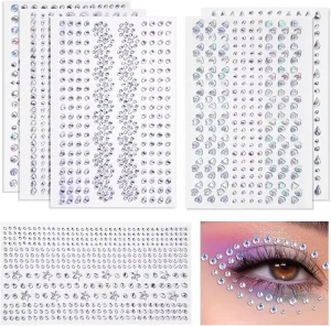 Self Adhesive Eco-Friendly Waterproof PVC Reusable Cartoon Sticker Face Jewels Eye Rhinestones Multiple Hair Body Decoration