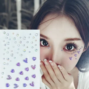 Self Adhesive Face Gems Rhinestone Stickers Heart Pearl Bling Body Art Stickers 3D Makeup Face Jewels for Festival Party Club