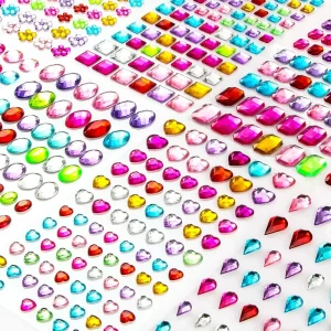 Self Adhesive Gem Stickers Rhinestones for Crafting & Makeup 1200+ Jewels Stick on Gemstones Glitter Stickers for Kids & Adults