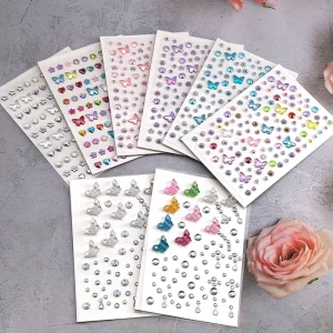 Self Adhesive Rhinestone Gem Stickers for Face Nail Body Makeup Festival Bling Jewels Sticker for DIY Kids Craft Card Decoration
