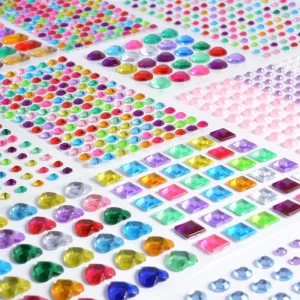 Self Adhesive Rhinestone Stickers PVC Gems for Crafts Bling Jewel Crystal Stickers for DIY Nail Body Makeup Festival Craft