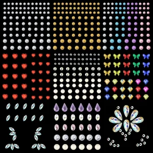 Self Adhesive Rhinestones for Makeup Glitter Eyes Face Gems Stick Body Jewels Bling Nail Art Rave Festival Party Accessories