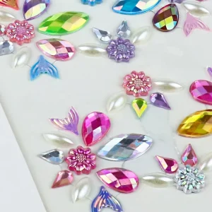 Self-Adhesive Waterproof Glitter Pearl Rhinestone Face Gem Temporary Body Tattoo Stickers for Eye and Face Makeup