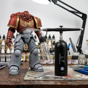 Self Cleaning Pressure Airbrush for Model Painting and Gundam Kit with Dual Action Trigger and LED Screen