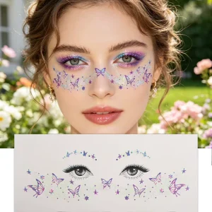Semi-Permanent Herbal Juice Butterfly Face Tattoo Sticker 2 Weeks Long Lasting Waterproof Realistic Temporary Face Tattoos