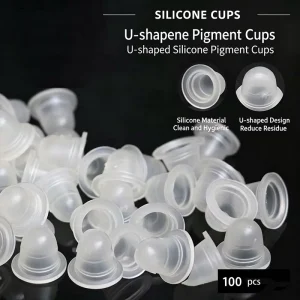 Semi Permanent Makeup Ring Pigment Cups Disposable Plastic & Silicone Tattoo Tools for Salons
