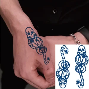 Semi Permanent Tattoo Herbal Paper Eco Friendly Water Transfer Tattoo Sticker Blue Custom Logo 15