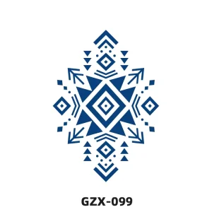 Semi Permanent Tattoo Sticker Body Art Blue Geometrical Pattern Tattoo Sticker