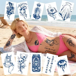 Semi-Permanent Temporary Tattoo Stickers Custom Logo Option 2 Weeks Lasting Party Supplies for Women Men & Kids