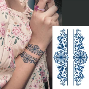 Semi Permanent Water Transfer Henna Tattoo Design for Women Eco Friendly Paper Water Resistant Lasting 15 Days