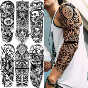Realistic Waterproof Sweatproof Long Lasting Full Arm Temporary Tattoo Sticker for Men and Women