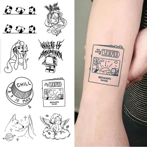 Semi Permanent Waterproof Sweatproof Tattoo Set Lasts 2 Weeks Eco-Friendly Paper Water Transfer Realistic Herbal Anti-Friction