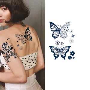 Semi-permanent Classic Temporary Tattoo Juice Tattoo Stickers Waterproof Long-lasting 15 Day Lifelike Dark Blue Custom