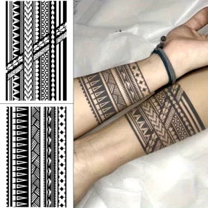 Semi permanent Totem Tattoo Designs Armband Body Art Tattoo Stickers for Men and Women Waterproof Fake Tattoo