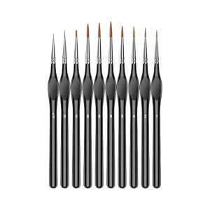 Set of 10 Micro Paint Brushes with Triangular Nylon Handles for Chinese Painting on Acrylic Watercolor Crafts Models