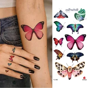 Sexy Colorful 3D Butterfly Indian Fashionable Eco Friendly Paper Tattoo Stickers Waterproof Temporary Tattoo Custom Body Girls