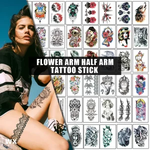 Sexy Colours Flower Dragon Painted Cartoon Customized Tattoo Arm Floral Pattern Temporary Tattoo Sticker