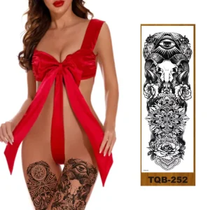 Sexy Eco Friendly Paper Temporary Tattoo Waterproof Black Full Arm Tattoo Stickers for Body Fashionable 5 7 Days