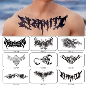 Sexy Flower Chest Temporary Tattoo 2 in 1 Herbal Eco Friendly Non Toxic Waterproof Paper Large Design Juice Sticker