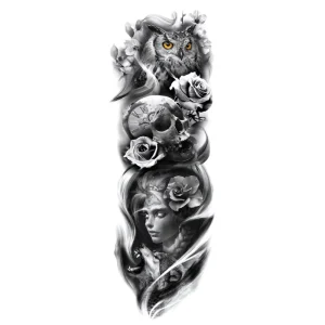 Sexy Full Arm Temporary Tattoos Sticker for Women Men Adult Gun Nun Vines Realistic Tattoos Sleeves Large Tattoos Paste