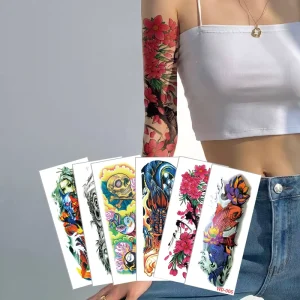 Sexy Full Arm Waterproof White Tattoo Stickers Big Flower Water Transfer Paper Printing