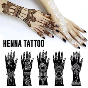 Sexy Full Body Colorful Temporary Hand Henna Tattoo Stickers 12pcs Tatouage Marron Designs Stencils