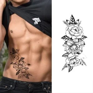 Sexy Girl Black Flowers Tattoo Sticker Custom Design Waterproof Temporary Tattoo Stickers