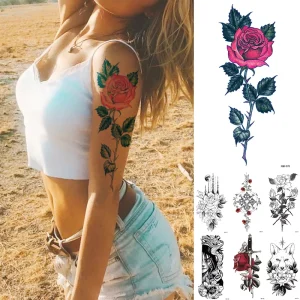 Sexy Girls Flowers Roses Butterflies and Multi-Colored Mixed Style Body Art Temporary Tattoos Stickers for Women