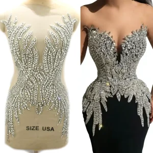 Sexy Heart Crystal Rhinestone Applique Sew On Accessory Shiny Glow in the Dark 3D Body Jewelry for Prom Dress WDP 648