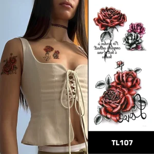 Sexy Human Body Art Temporary Tattoo Stickers for Women Body Art Butterfly Flower Pattern