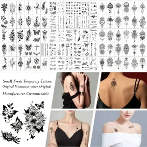 Sexy Realistic Butterfly Flower Semi Permanent Temporary Tattoo Stickers Waterproof Sweatproof Body Art for Female Arm Makeup