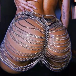 Sexy Rhinestone Body Chain Silver Gold Tassel Piercing Jewelry Nightclub Bar Party Belly Waist Chain