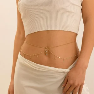 Sexy Rhinestone Navel Bell Button Ring Piercing Jewelry Butterfly Charm Belly Ring Waist Chain Fancy Waist Chain