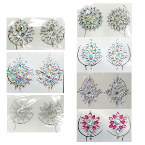 Sexy Rhinestone Nipple Pasties Body Art Crystal Chest Sticker Reusable Adhesive Custom Fancy Nipple Cover